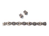 A Sterling Silver and Moonstone Demi-Parure, Georg Jensen,