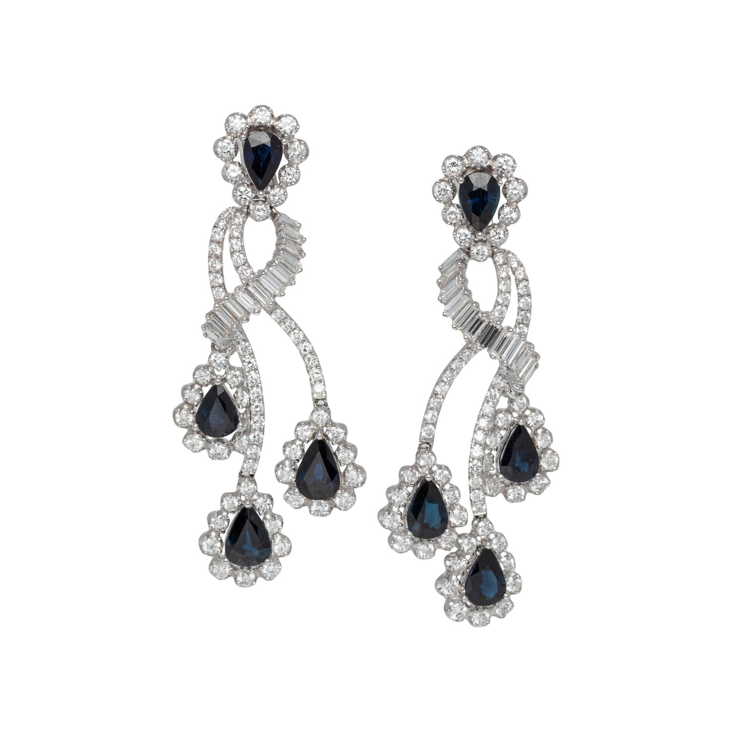 SAPPHIRE AND DIAMOND EARCLIPS