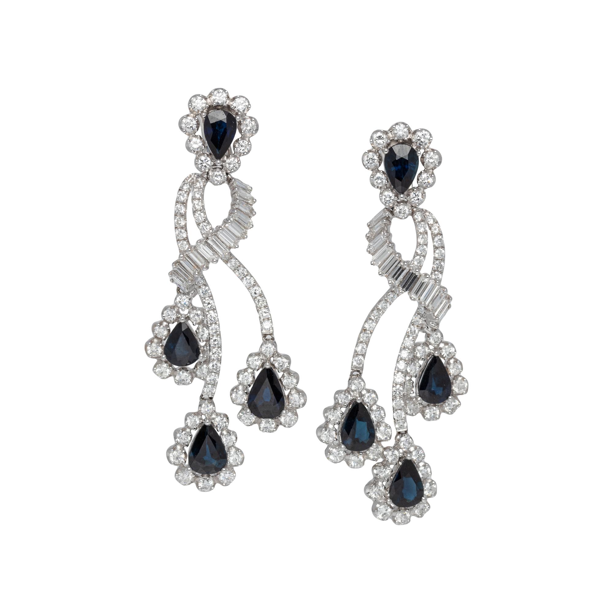 SAPPHIRE AND DIAMOND EARCLIPS