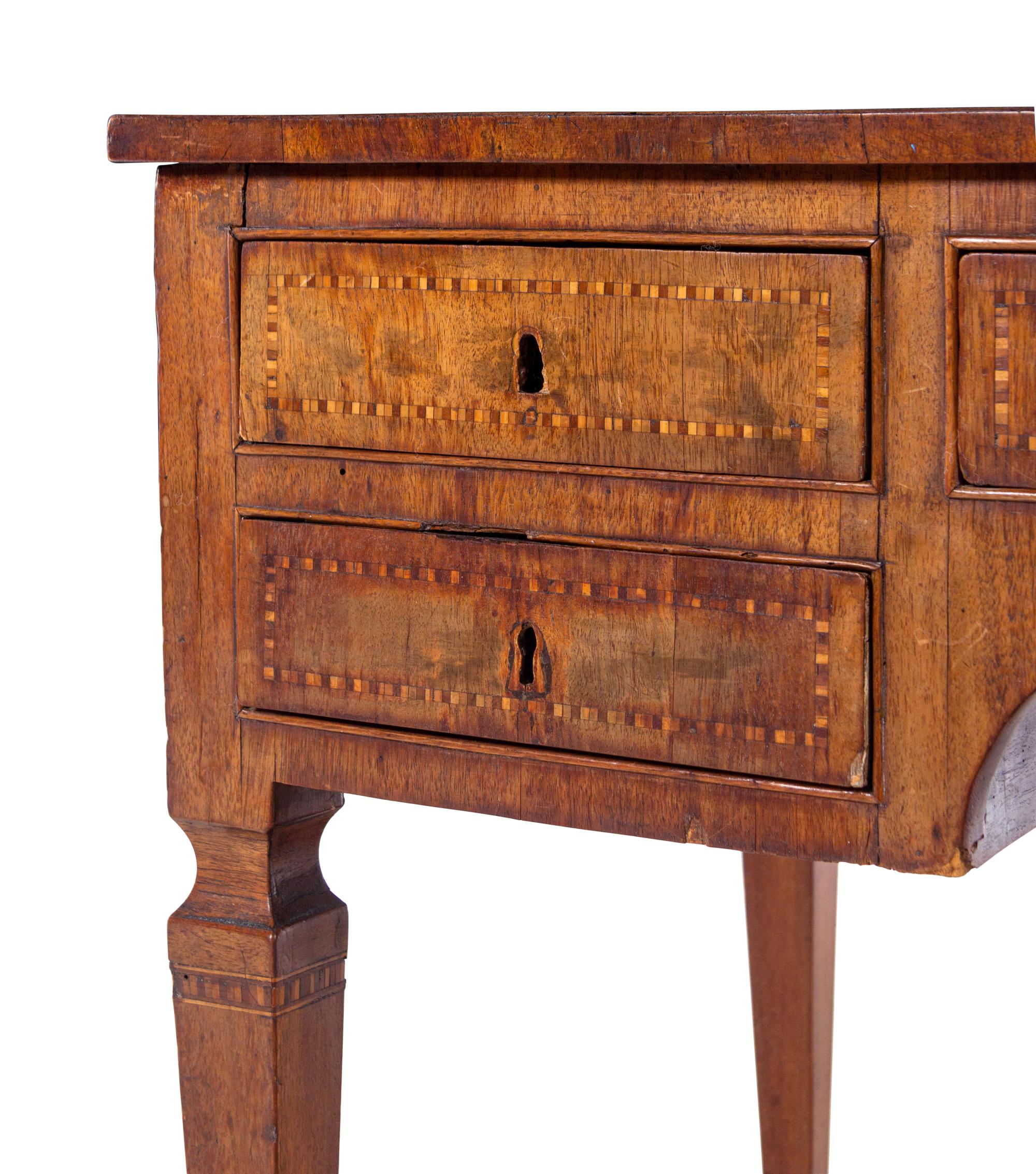 An Italian Walnut and Marquetry Writing Table