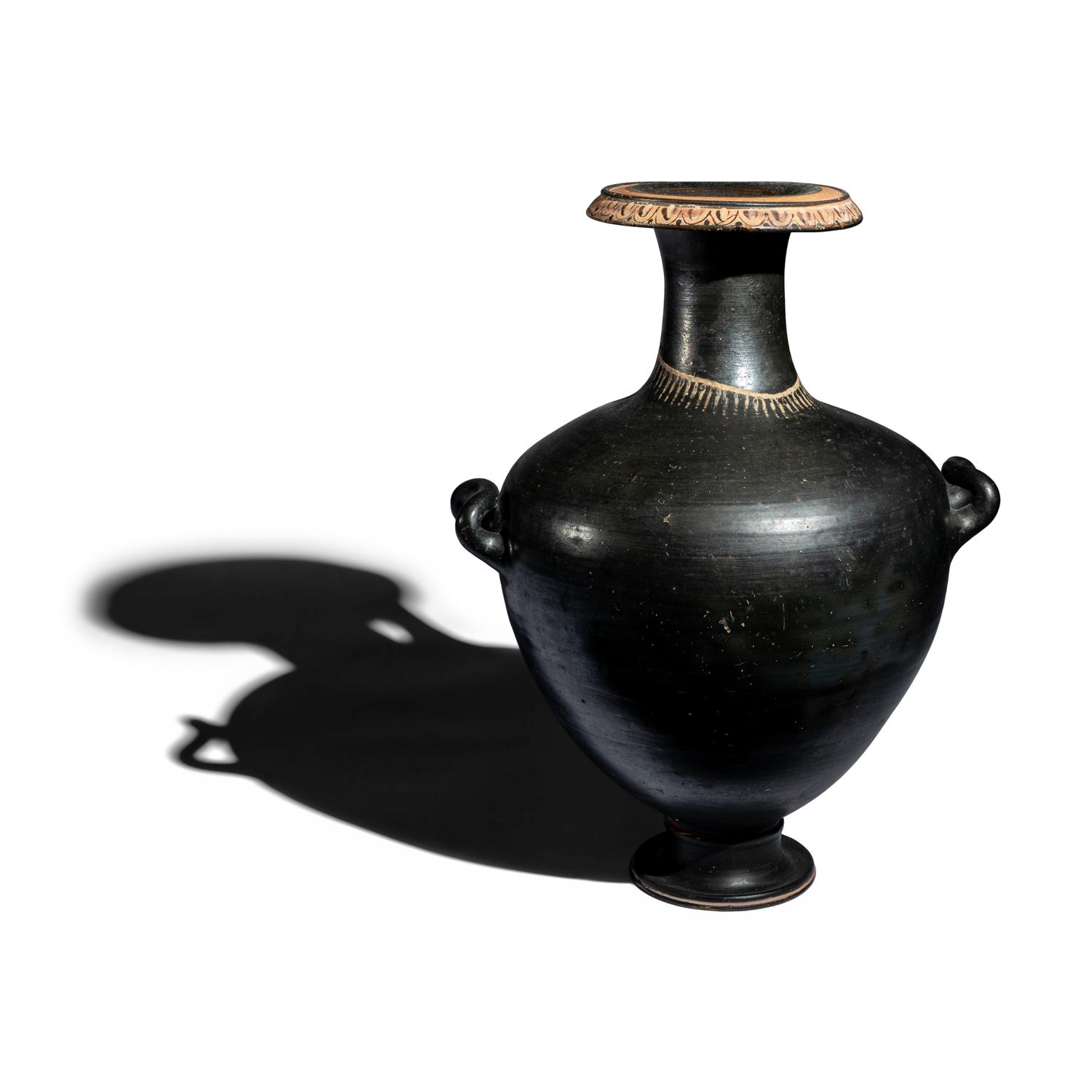 An Apulian Black-Glazed Hydria
