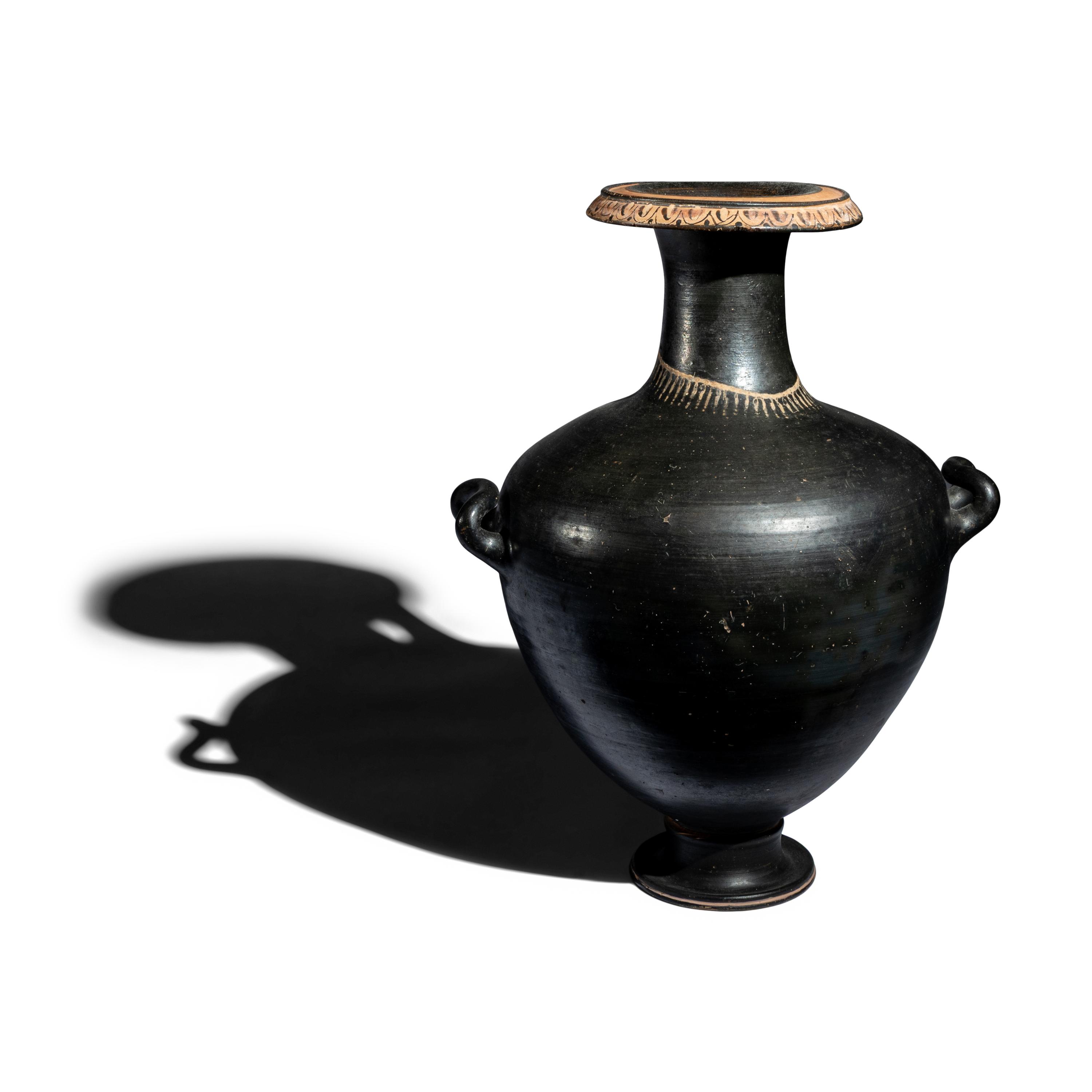 An Apulian Black-Glazed Hydria
