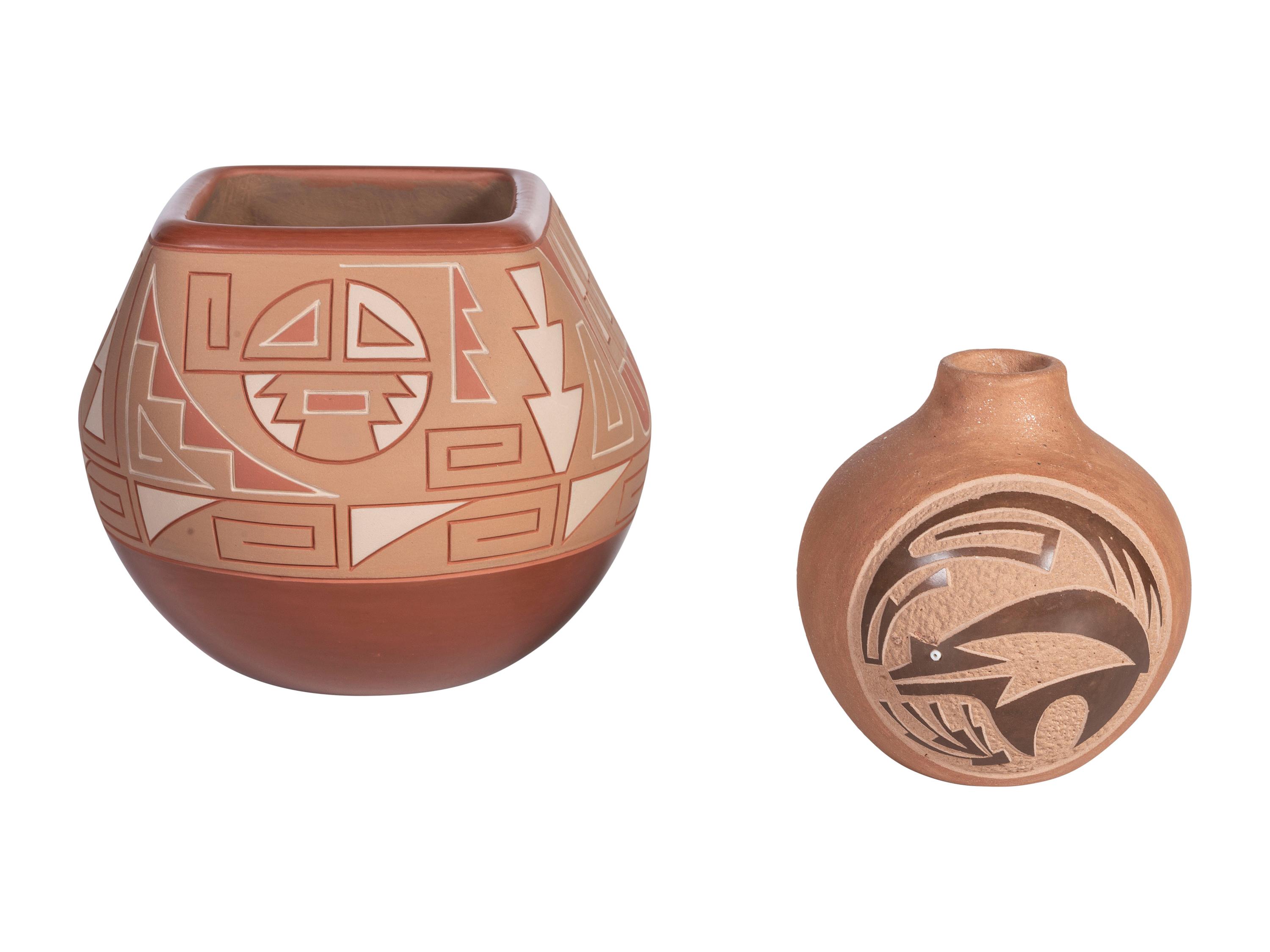 Santa Clara and San Ildefonso Pottery Jars