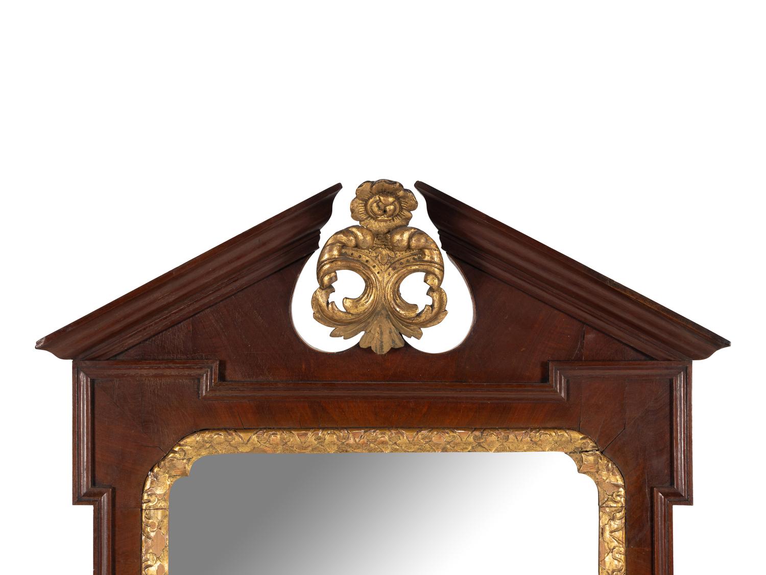 A Late George III Carved Mahogany and Parcel Gilt Mirror