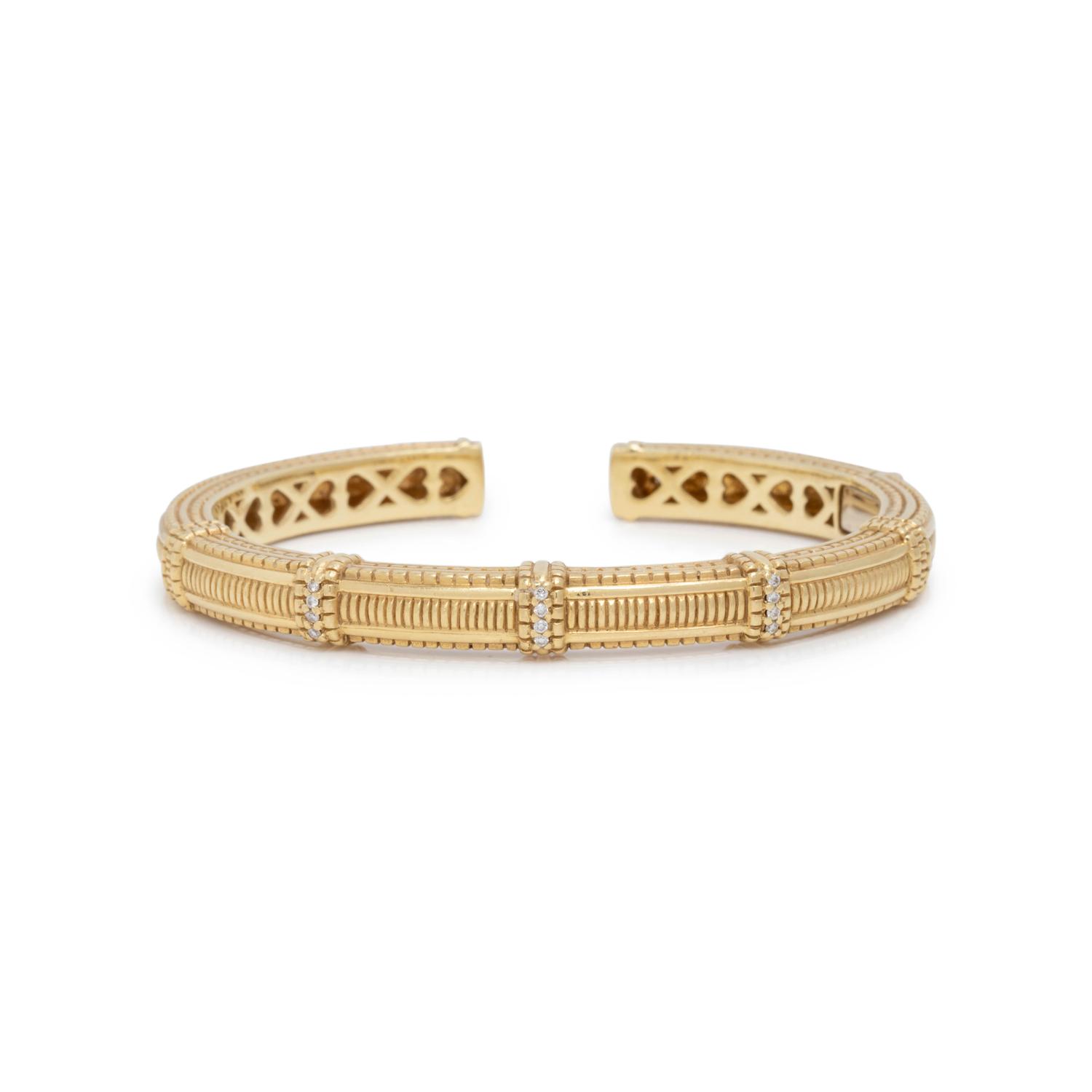 JUDITH RIPKA, YELLOW GOLD AND DIAMOND CUFF BRACELET