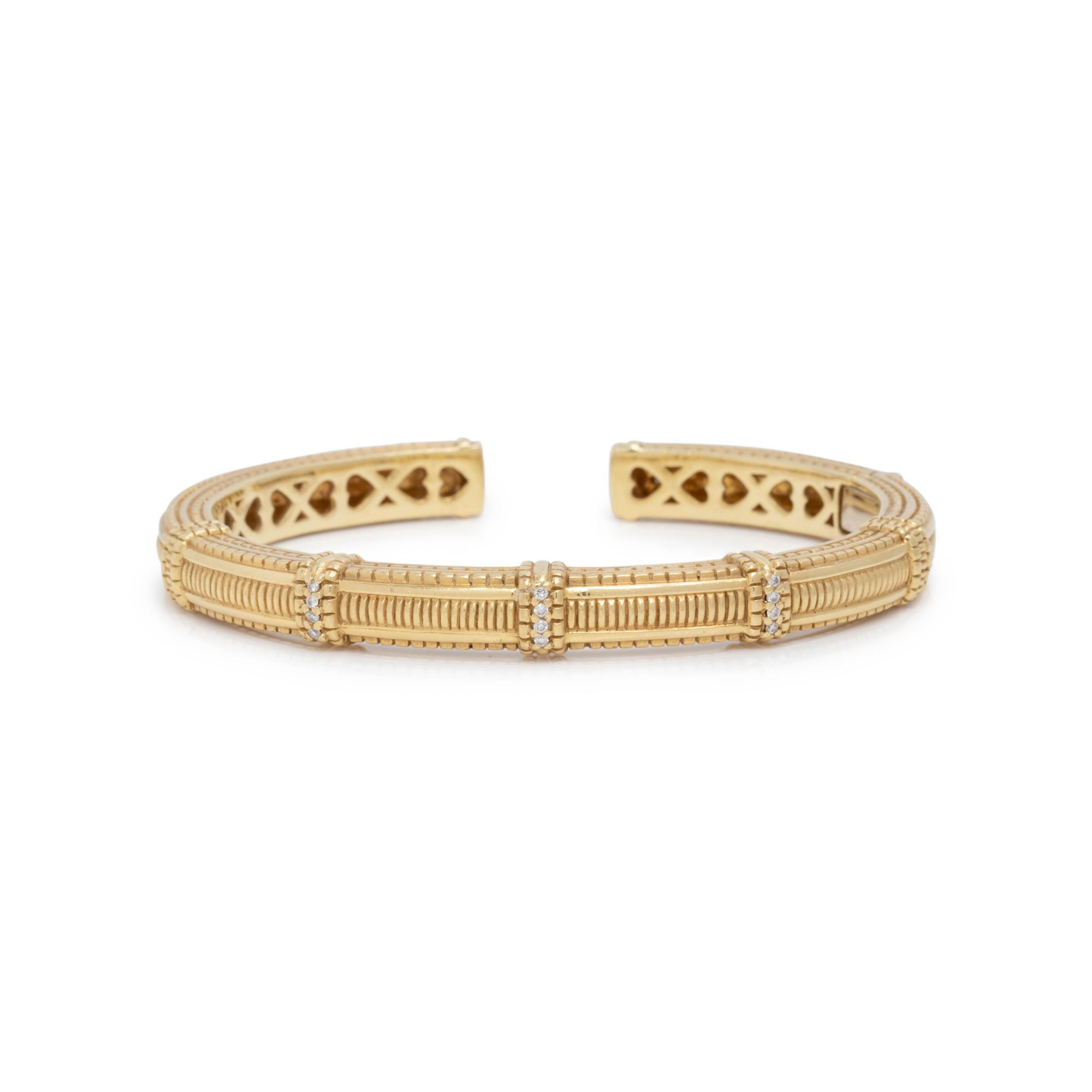JUDITH RIPKA, YELLOW GOLD AND DIAMOND CUFF BRACELET