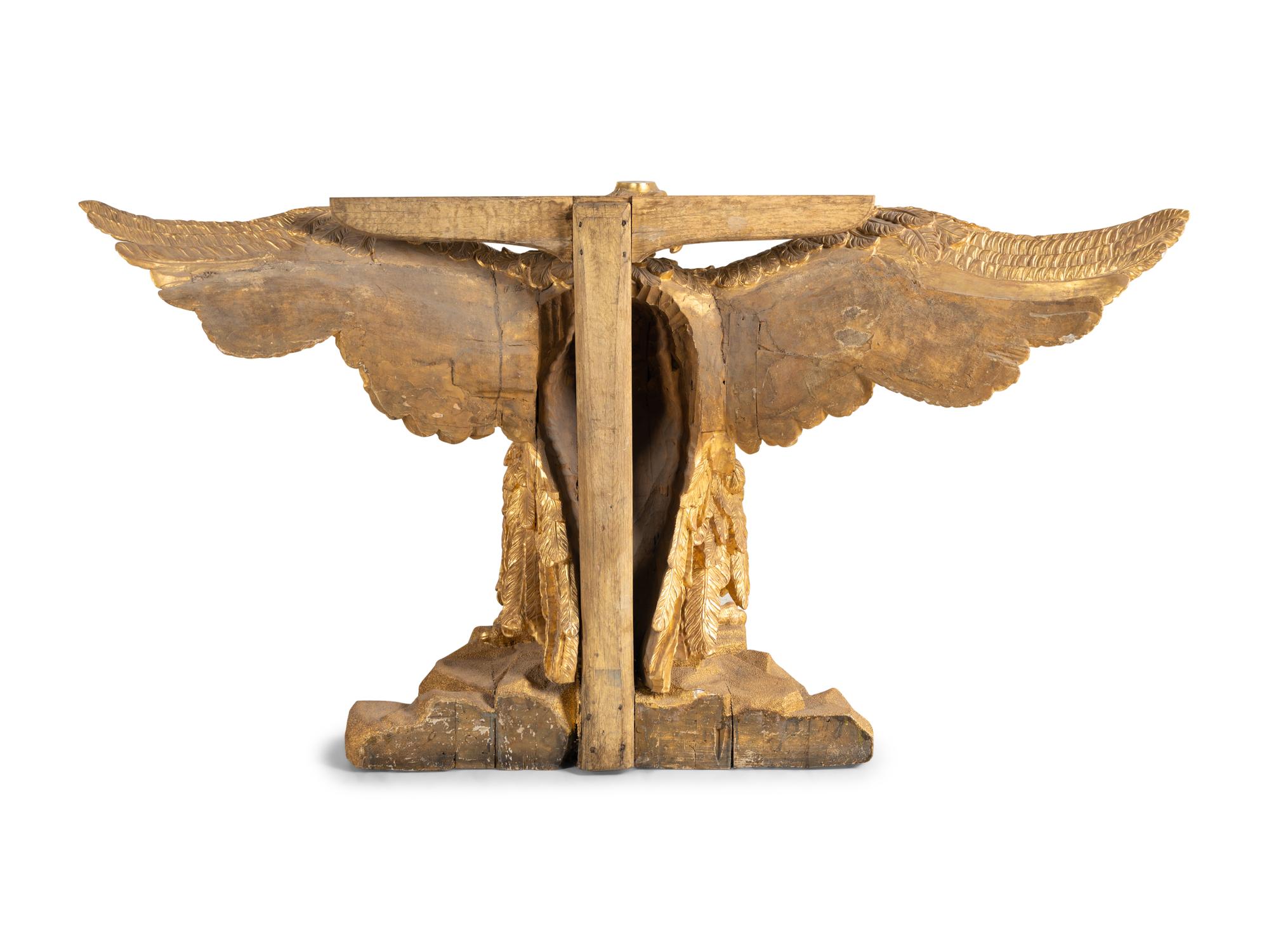 A Pair of George II Giltwood Marble-Top Eagle Pier Tables