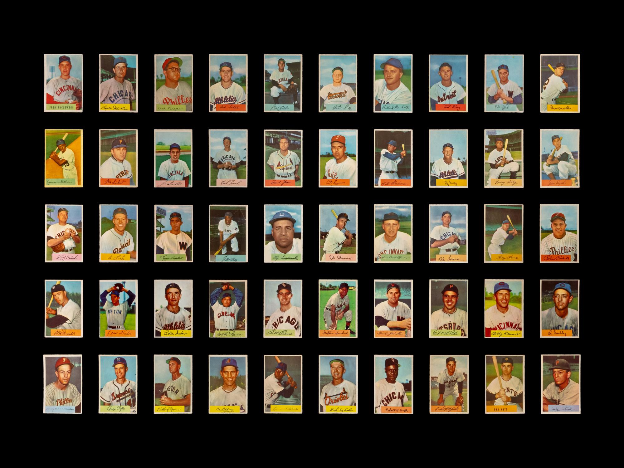 A Partial Set of 1954 Bowman Baseball Cards (153/224)