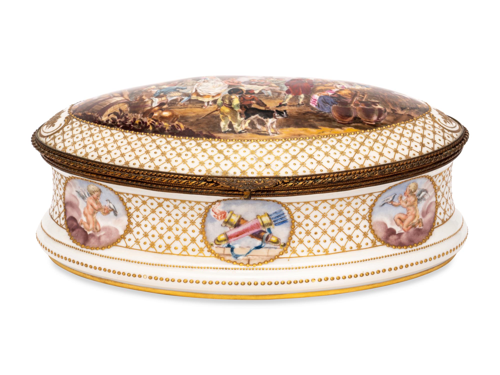 A Sèvres Style Porcelain Table Casket