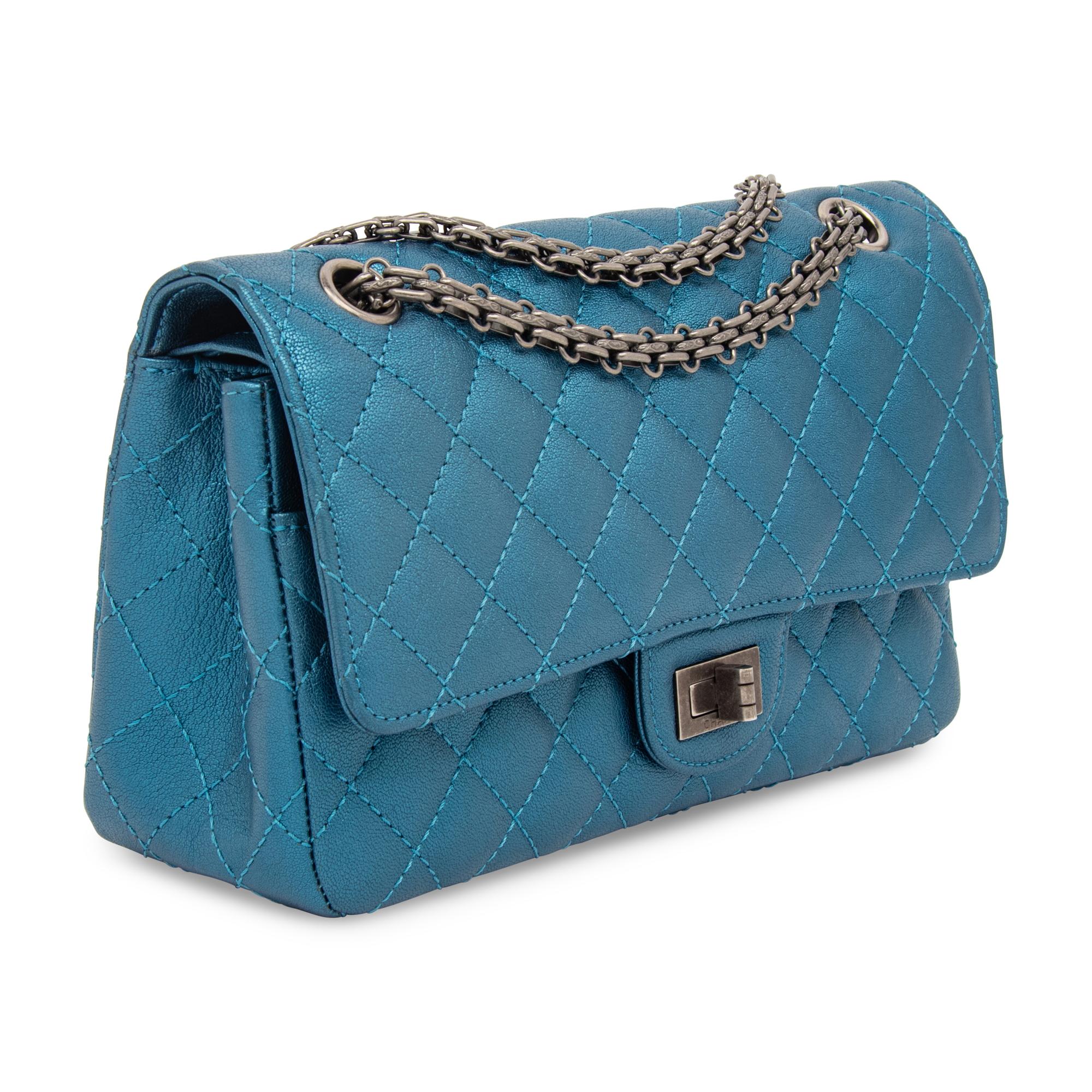 CHANEL, METALLIC BLUE 2.55 REISSUE FLAP BAG