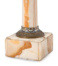 A Continental Onyx and Champlevé Pedestal