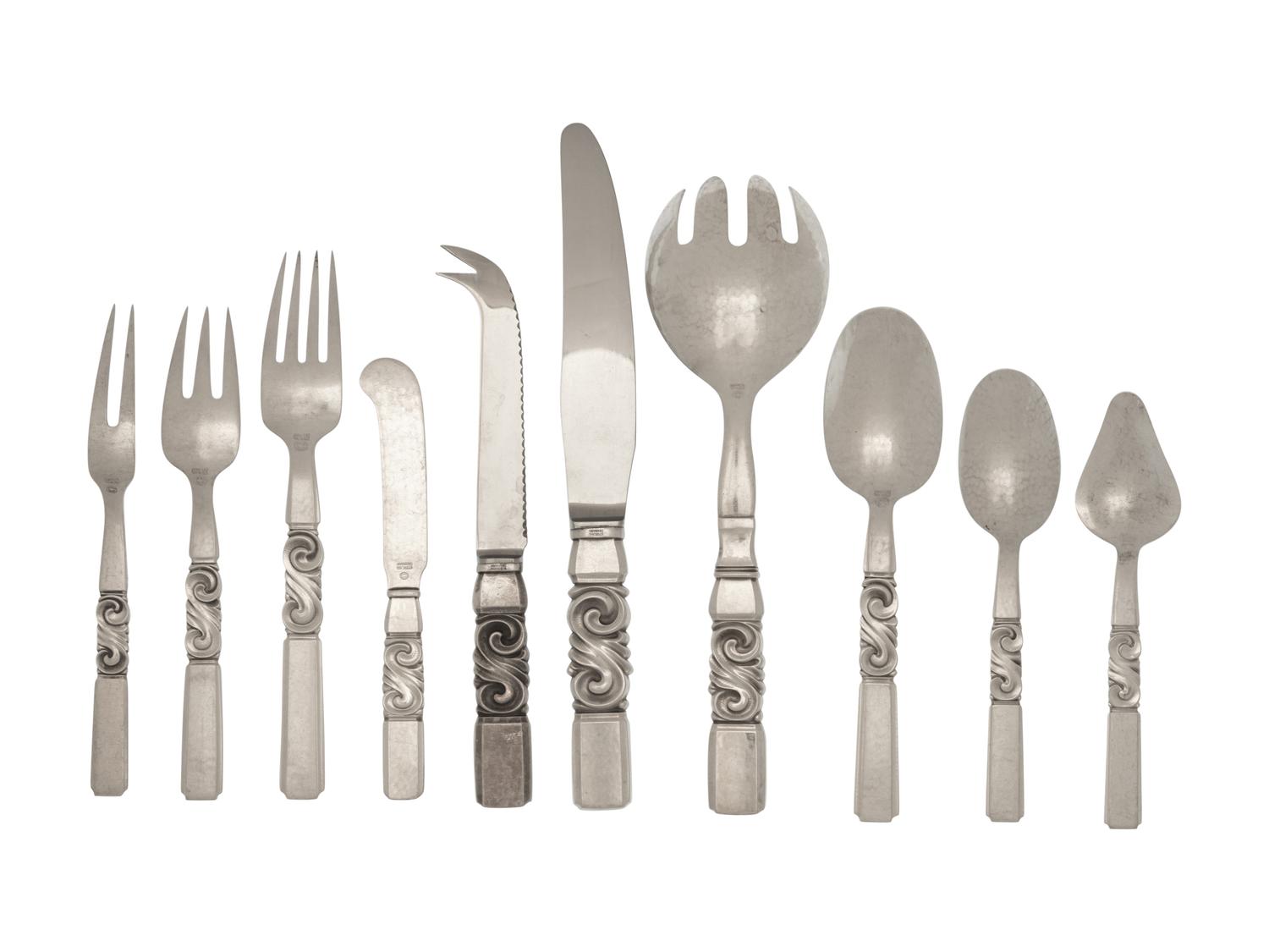 A Georg Jensen Silver Scroll Flatware Service