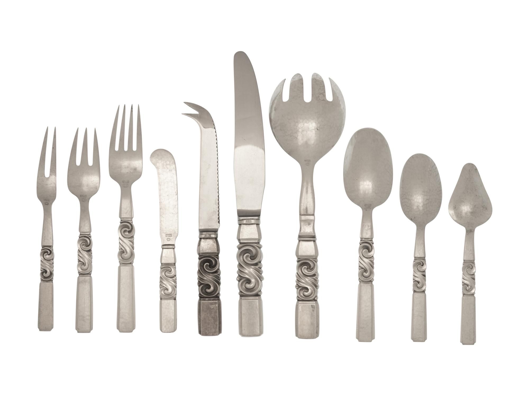 A Georg Jensen Silver Scroll Flatware Service