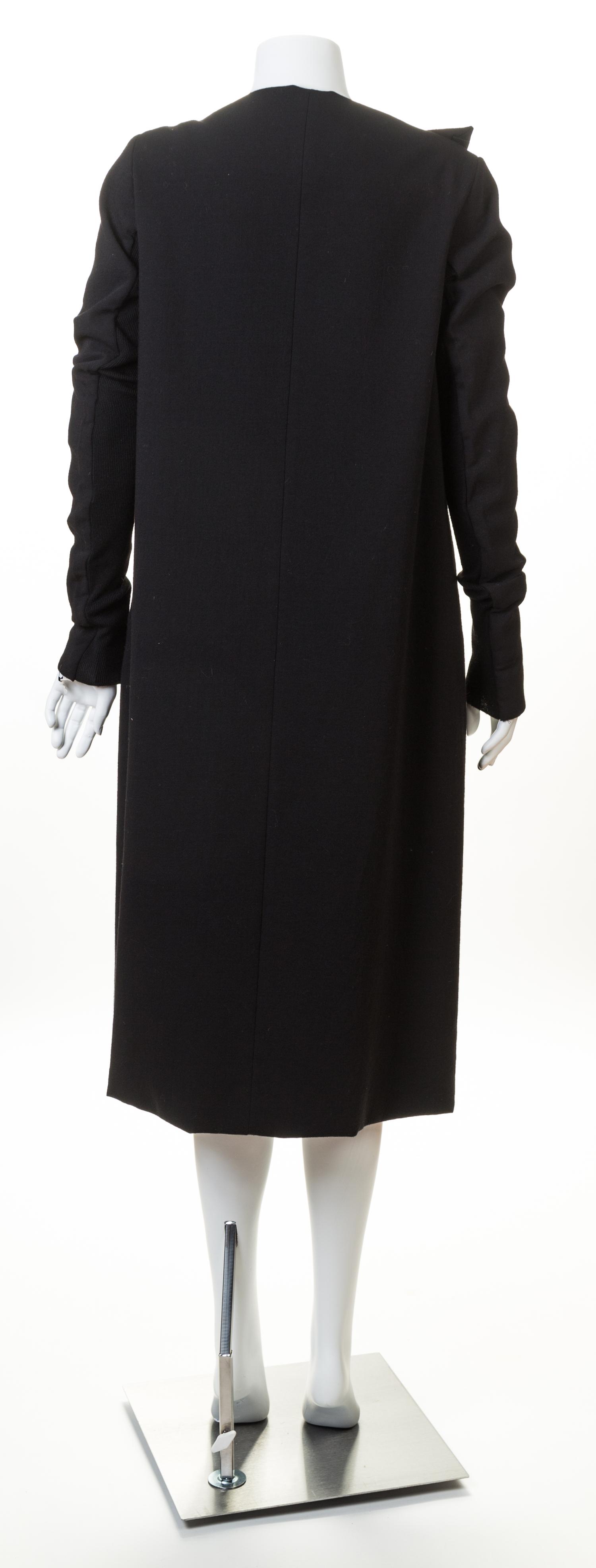 A Rick Owens Black Wool Asymmetrical Wrap Coat, No size.
