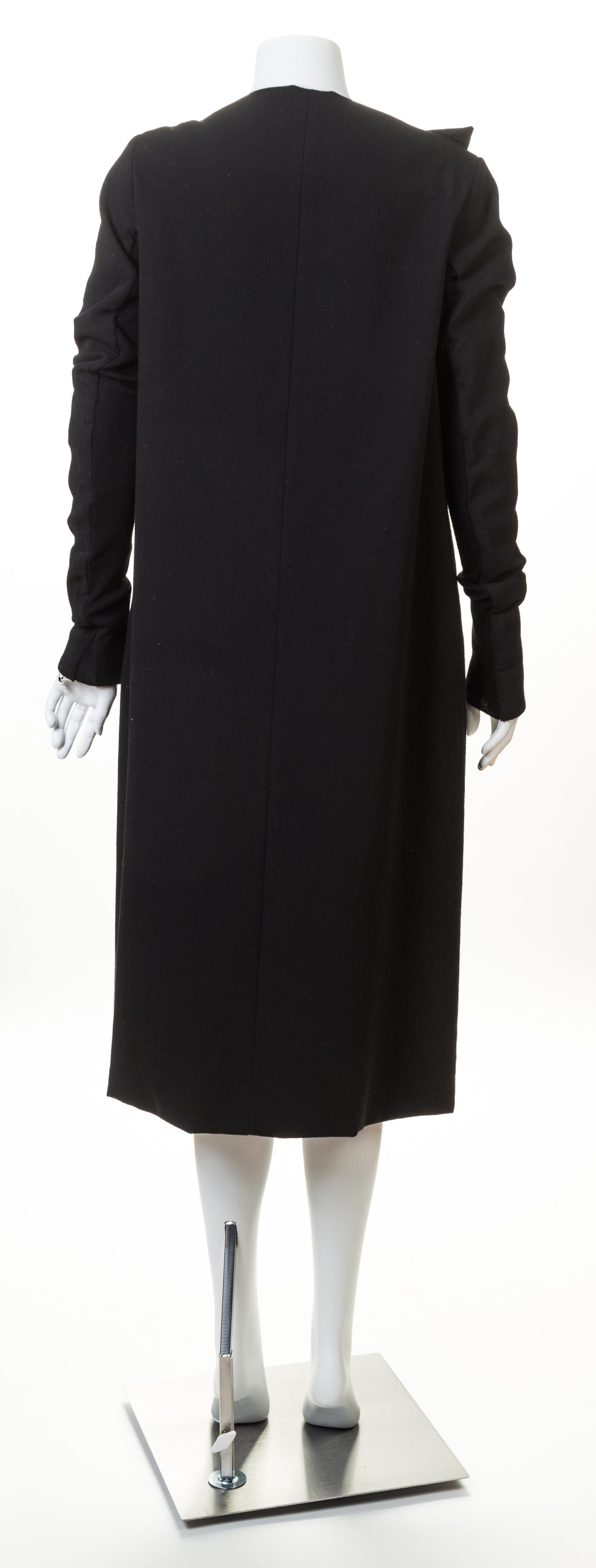 A Rick Owens Black Wool Asymmetrical Wrap Coat, No size.