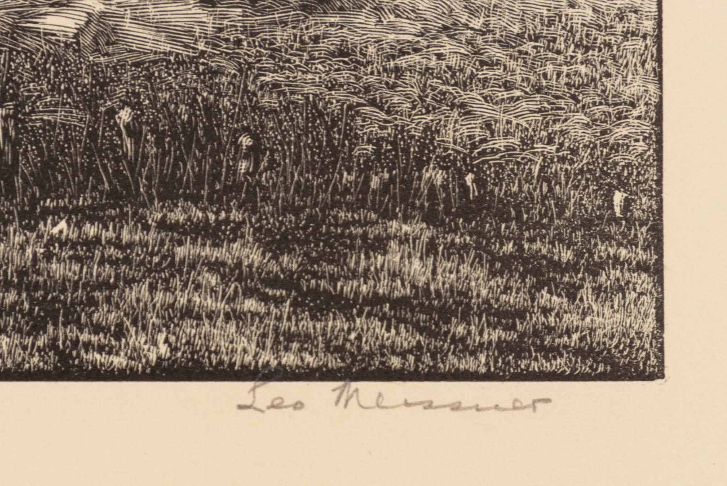 A group of six American prints (Emile Gruppe, Country Scene with Houses ; Nathan Margolies, Cornhuskers ; Leo Meissner, Jeter Spivey's Place ; Darwin Musselman, Going Home ; Thomas Nason, Haystacks ; Julius Tanzer, New England Yard )