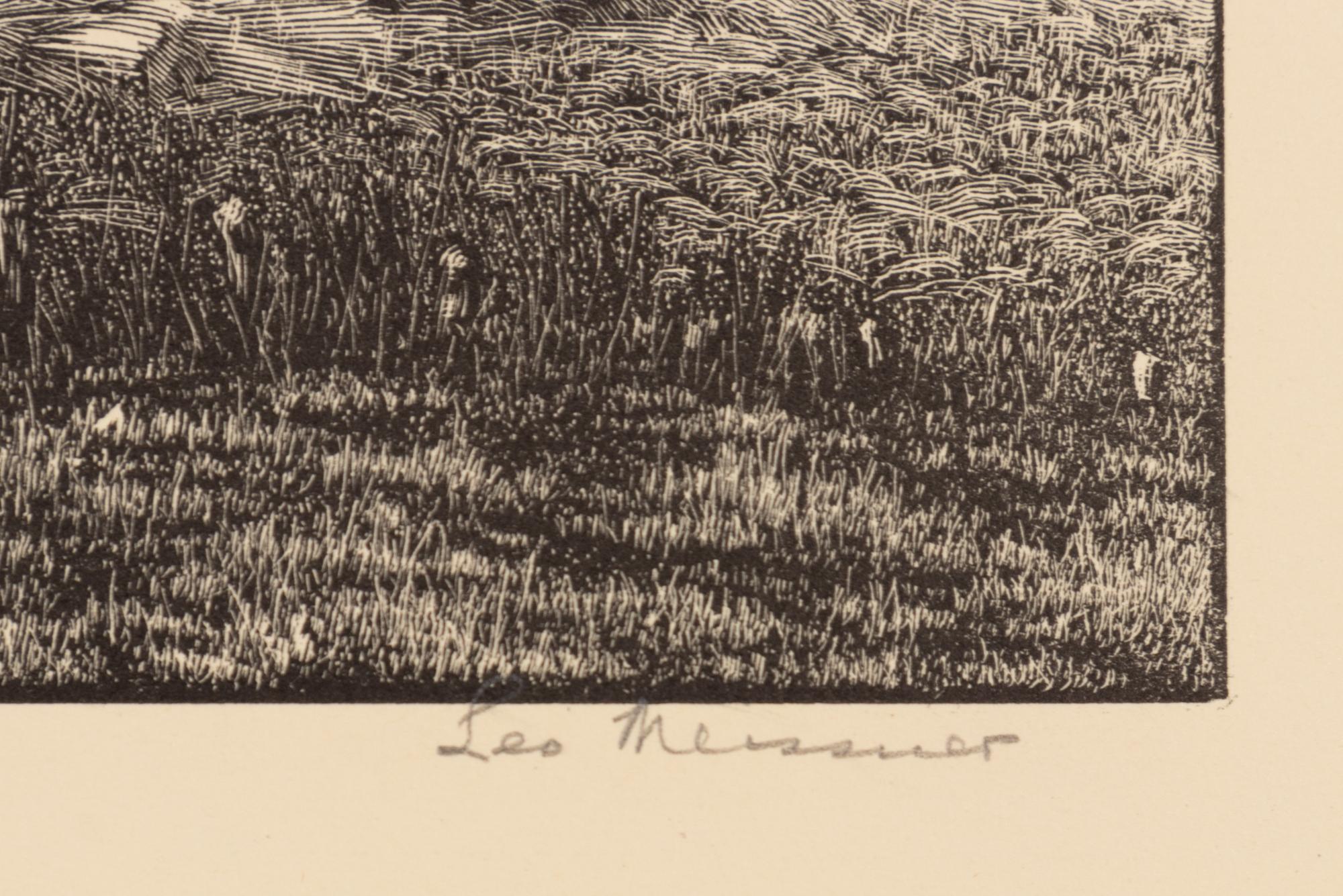 A group of six American prints (Emile Gruppe, Country Scene with Houses ; Nathan Margolies, Cornhuskers ; Leo Meissner, Jeter Spivey's Place ; Darwin Musselman, Going Home ; Thomas Nason, Haystacks ; Julius Tanzer, New England Yard )