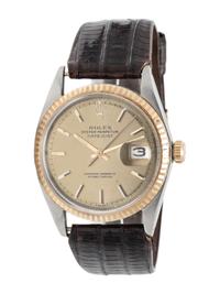 ROLEX, REF. 1601 STAINLESS STEEL AND YELLOW GOLD 'OYSTER PERPETUAL DATEJUST' WATCH