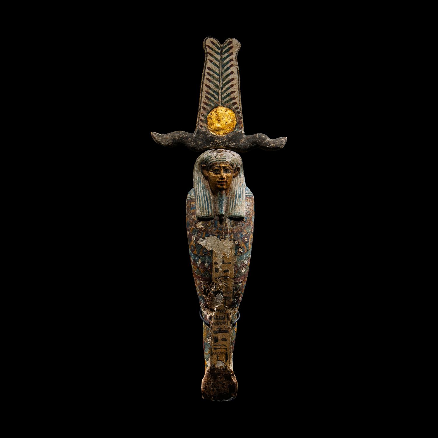 An Egyptian Gilt and Painted Wood Ptah-Sokar-Osiris