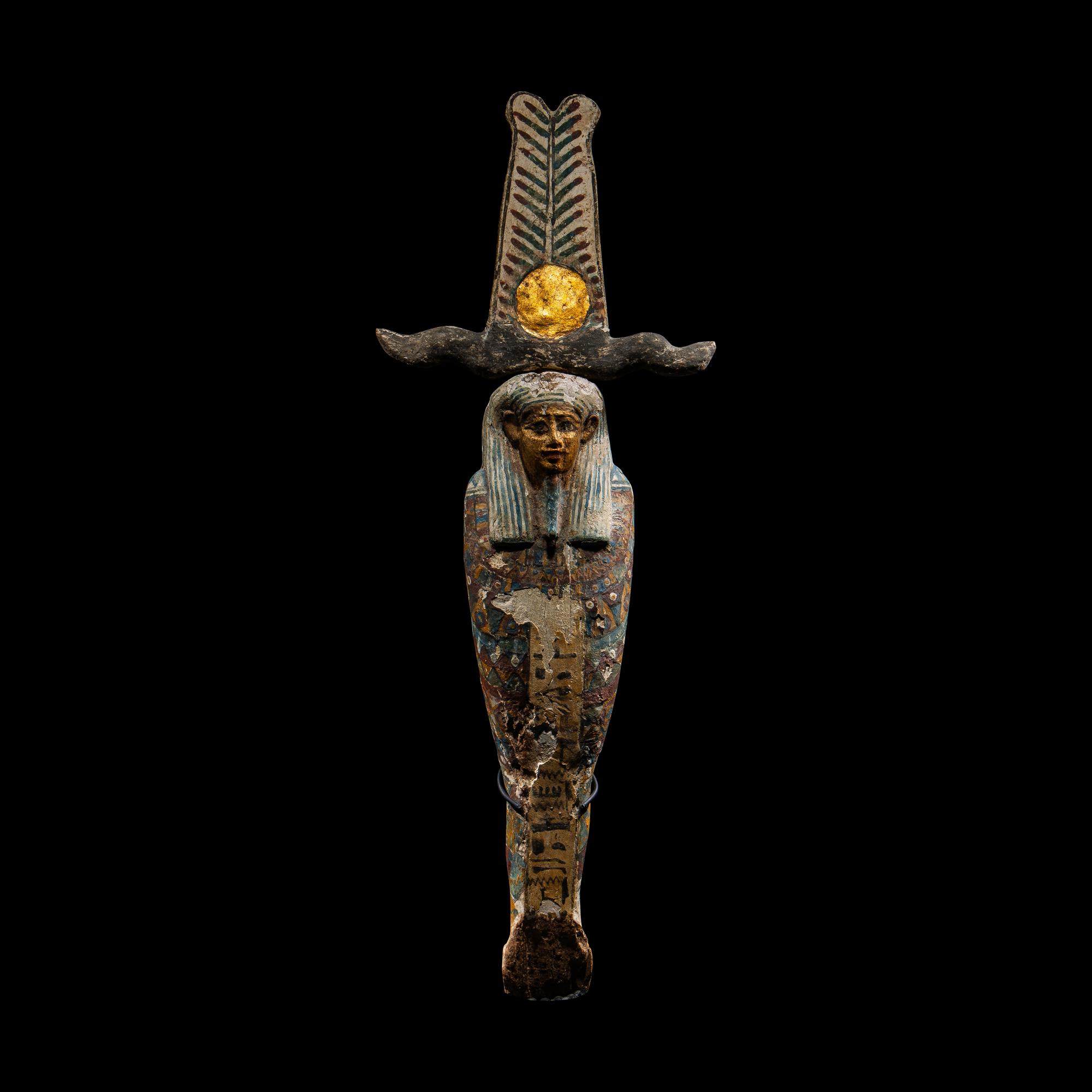 An Egyptian Gilt and Painted Wood Ptah-Sokar-Osiris