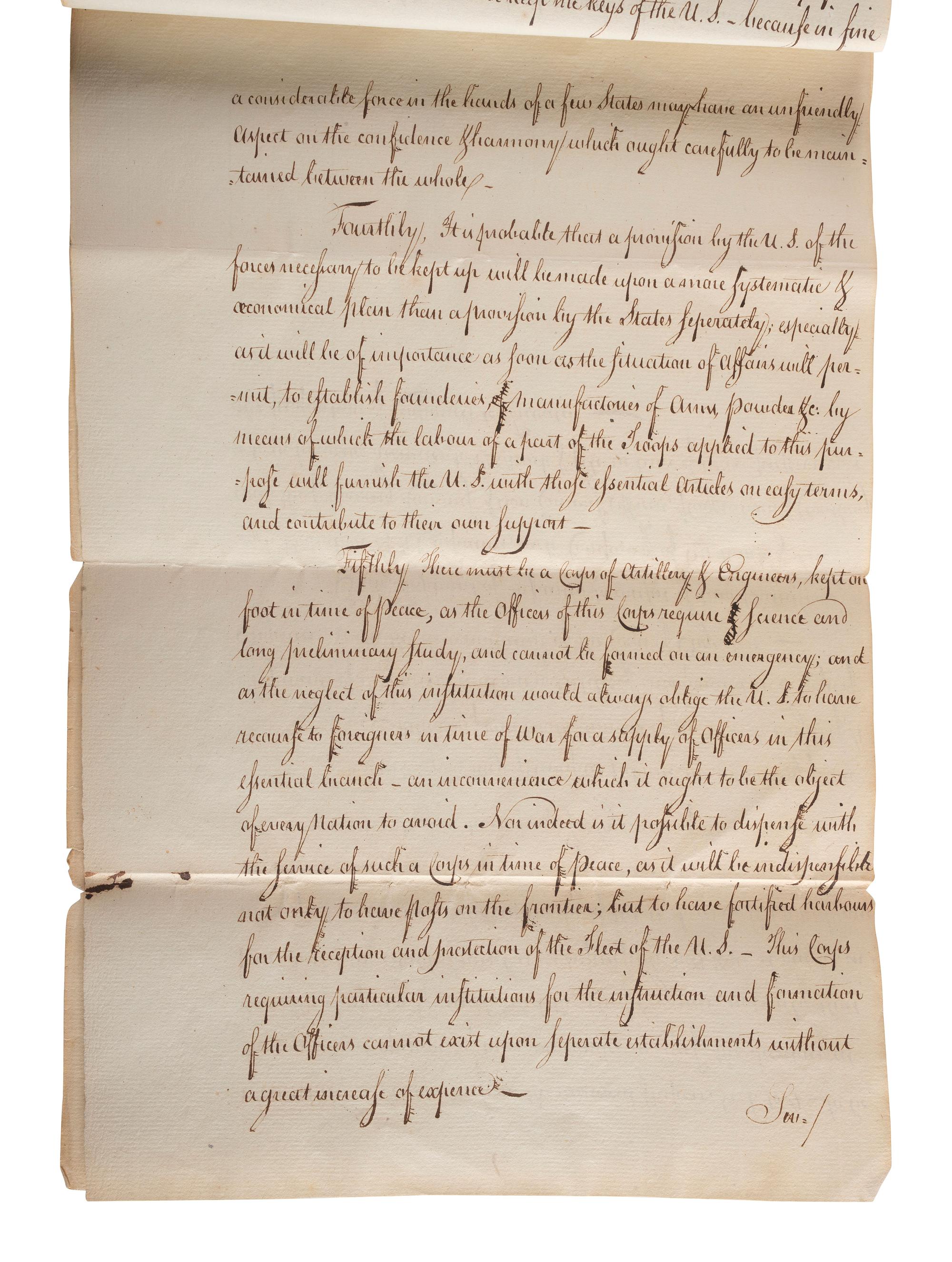 [CONTINENTAL CONGRESS] -- [HAMILTON, Alexander (1755-1804)]. [HOLTEN, Dr. Samuel (1738-1816).] Dr. Samuel Holten's personal copy of the Report of a Committee to the Continental Congress on a Military Peace Establishment, [1783].