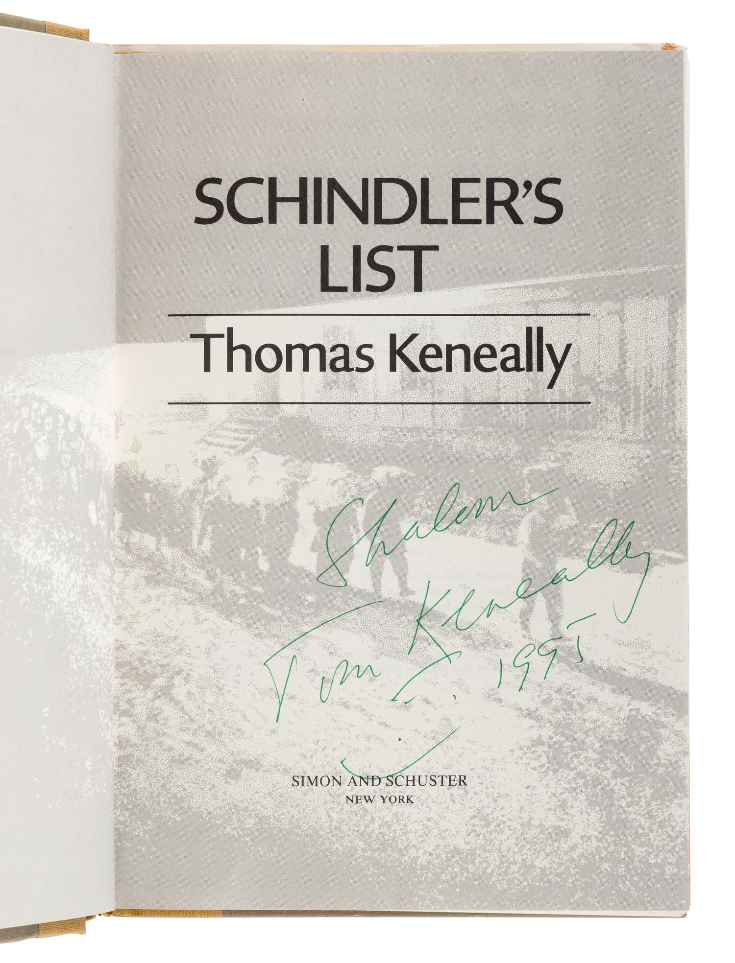 KENEALLY, Thomas (b. 1935). Schindler’s List. New York: Simon & Schuster, 1982.