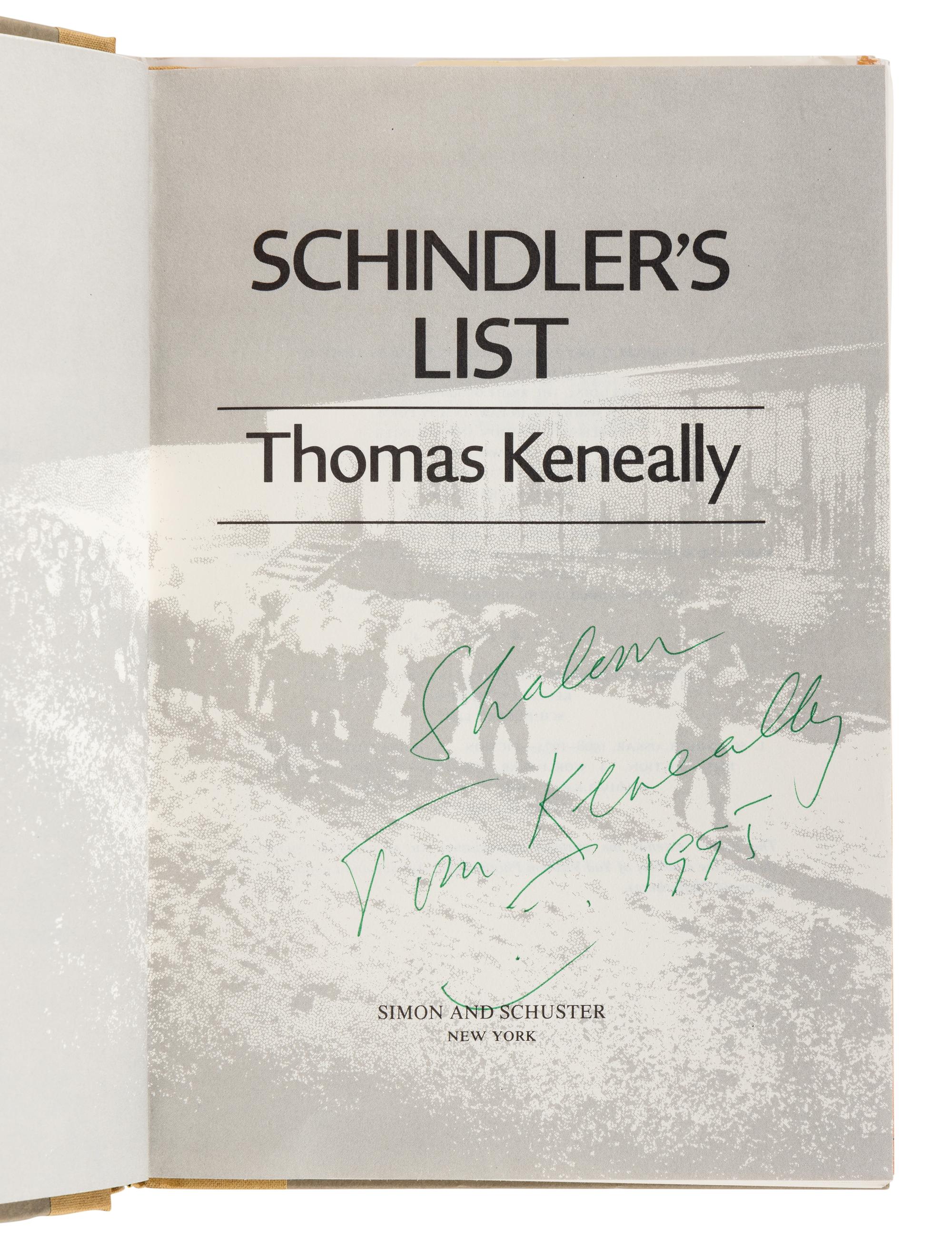 KENEALLY, Thomas (b. 1935). Schindler’s List. New York: Simon & Schuster, 1982.