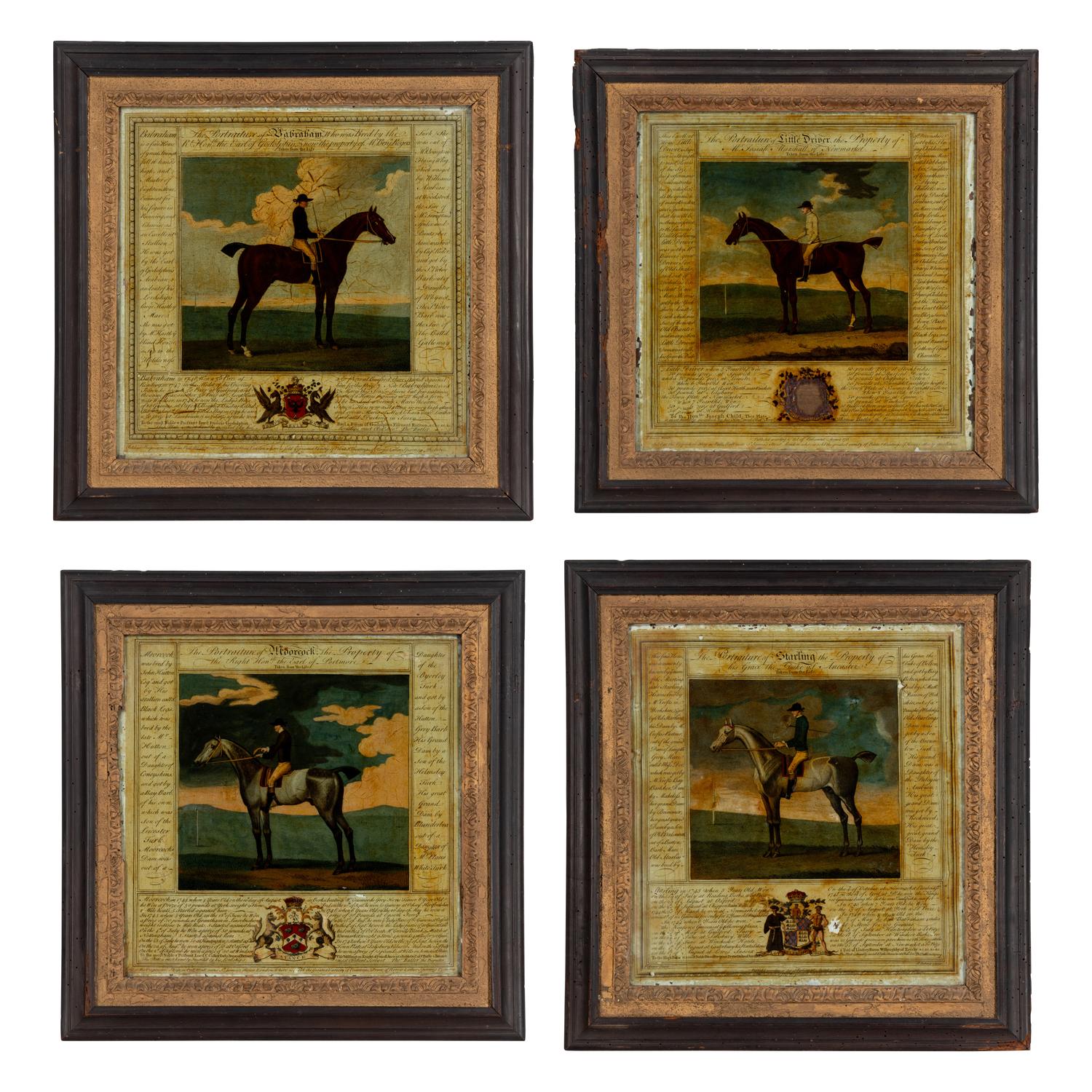 A Set of Four English Mezzotints on Glass