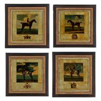 A Set of Four English Mezzotints on Glass