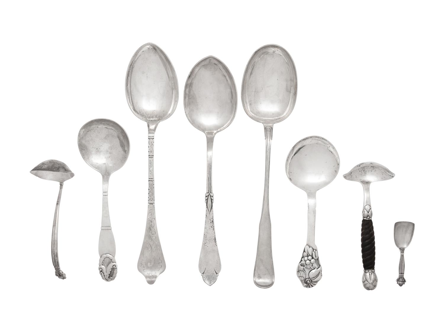 A Group of Eight Danish Silver Flatware Articles