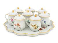 A Set of Eight Limoges Porcelain Pots-de-Creme