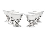 A Set of Six Johan Rohde Designed Georg Jensen Silver Bowls