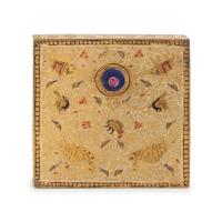 CARTIER, ART DECO, BRASS ENAMEL AND HARDSTONE CIGARETTE CASE