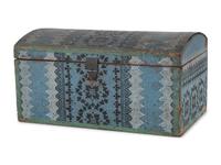 A Wallpaper Covered Dome-Top Bride's Box