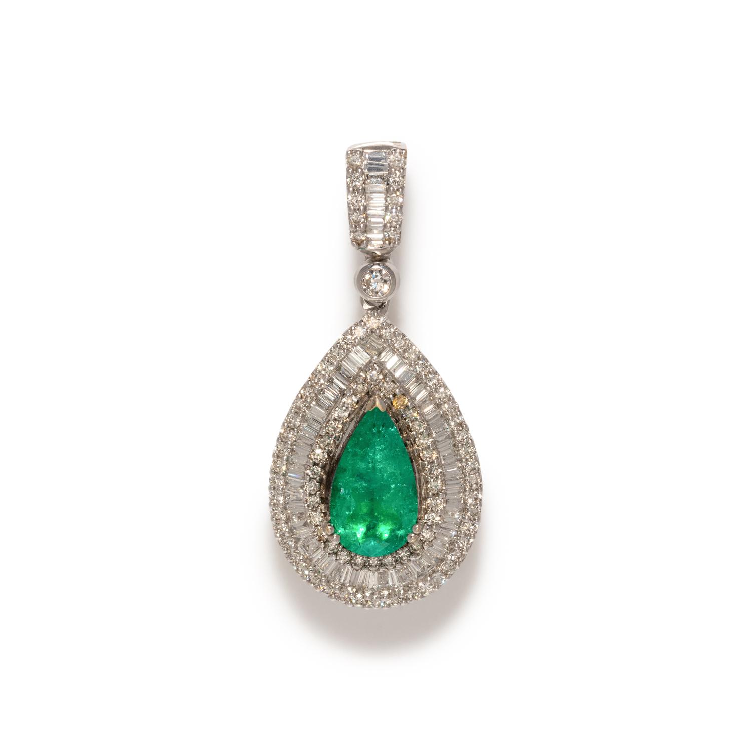 EMERALD AND DIAMOND PENDANT