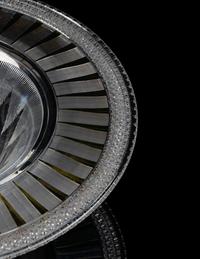A Yellow Overlay Cut Glass Center Bowl