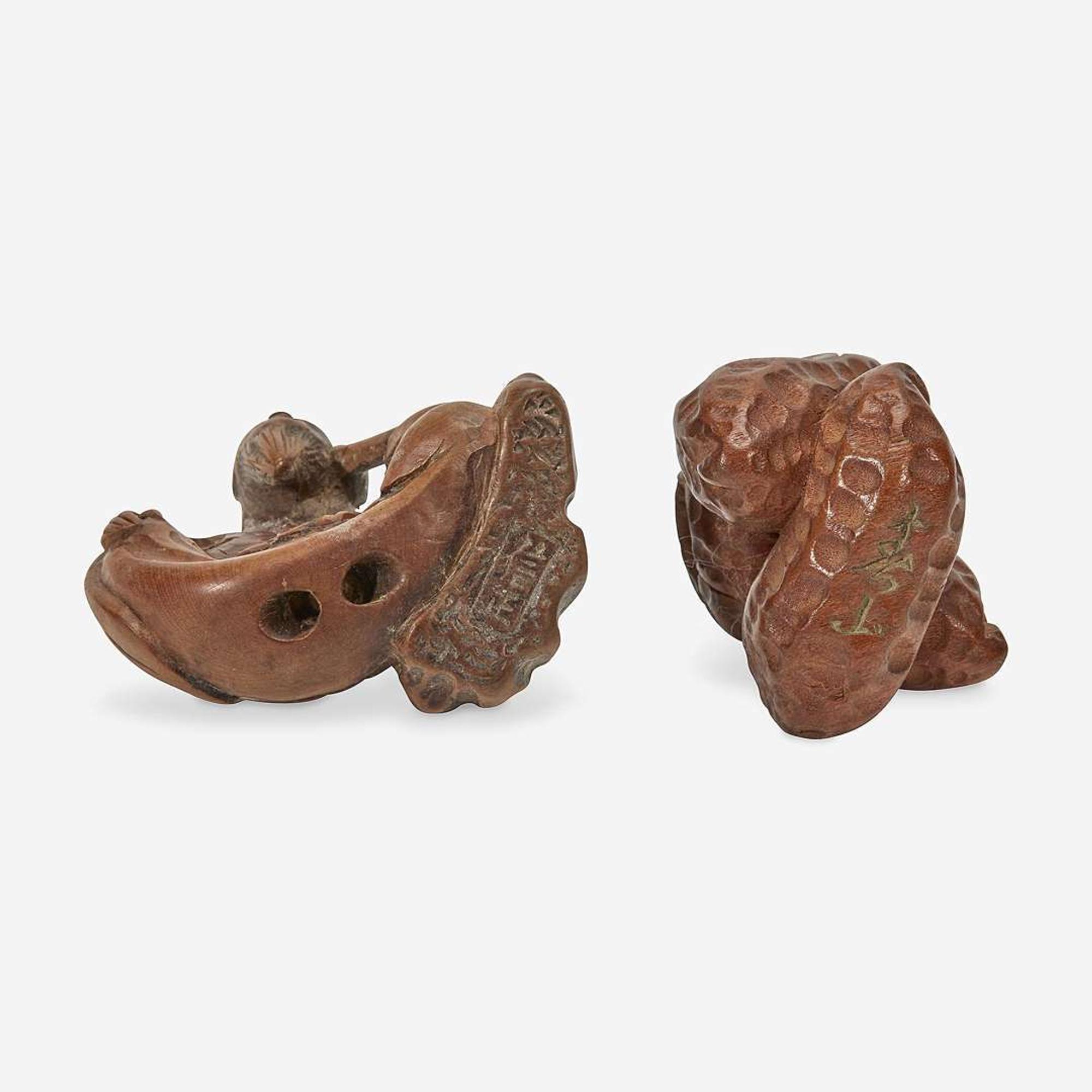 Four Japanese carved wood netsuke