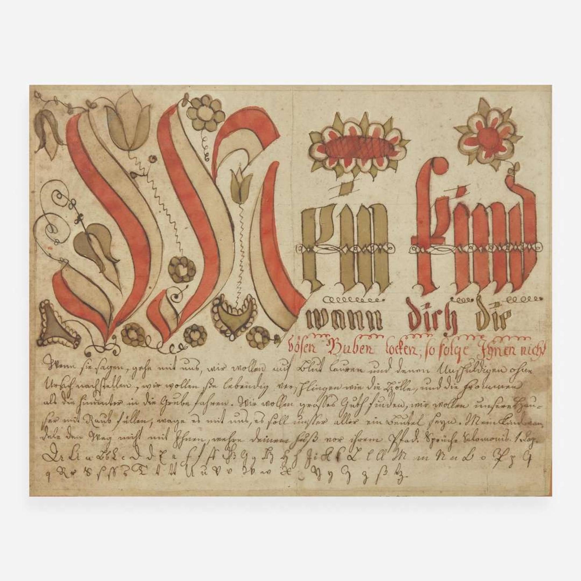 Attributed to Johann Jacob Friedrich Krebs (c. 1749-1815) A Fraktur: Vorschrift
