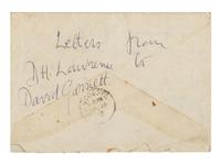 LAWRENCE, D. H. (1885-1930). Autograph letter signed ("D. H. Lawrence"), to David Garnett. Greatham, Pulborough, Sussex, [19 April 1915]. 5 pages, 8vo . [ With :] LAWRENCE, Freida. Autograph letter signed ("Freida"), to David Garnett. [19 April 1915]. With postscript from D. H. Lawrence at end. 2 pages, 8vo, with original envelope marked "Absolutely Private ."