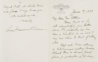 HAMMERSTEIN, Oscar II (1895-1960). Autograph letter signed ("Oscar Hammerstein"), to Mrs. Nathan. St. Louis, 9 June 1938.