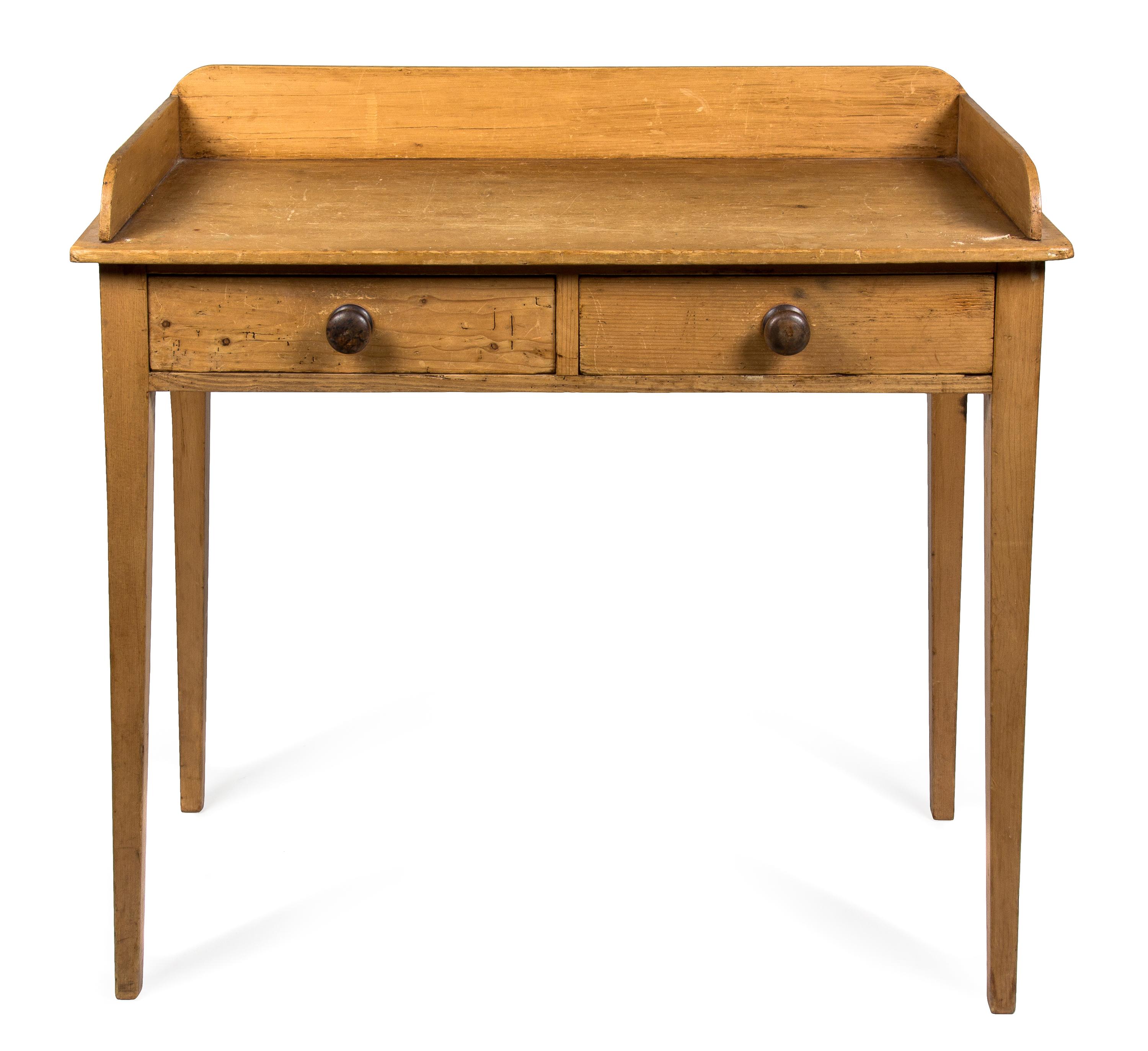 Two Pieces of American Pine Furniture Height of larger 34 1/2 x width 38 x depth 19 1/2 inches.