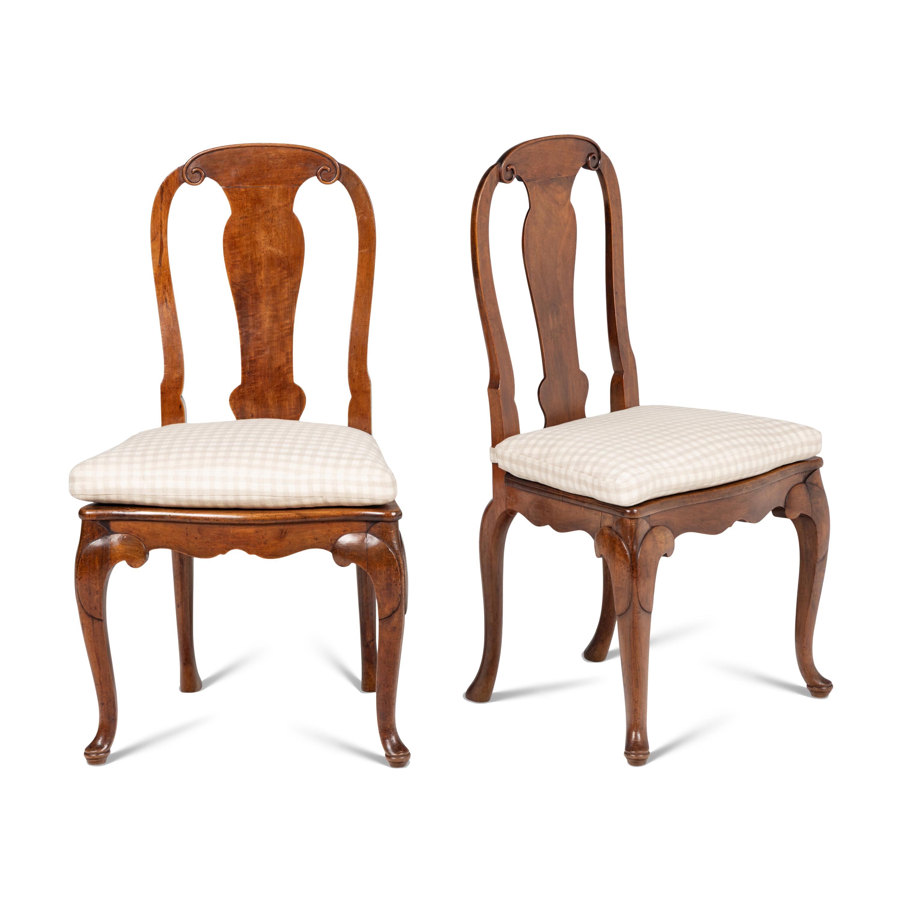 A Pair of French Walnut Hall Chairs