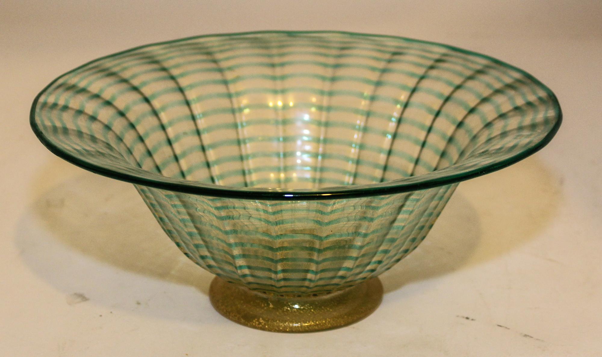 An Italian Glass Footed Bowl Diameter 10 inches. — MID TO LATE 20TH CENTURY