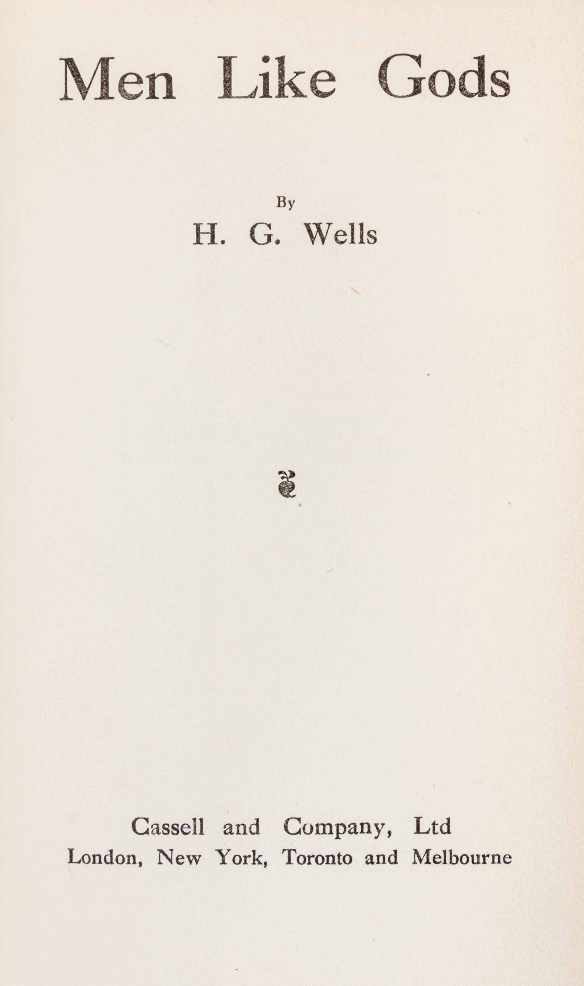 WELLS, H. G. (1866-1946). A group of 4 works, ALL FIRST EDITIONS.
