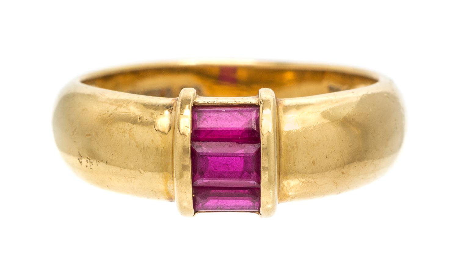 An 18 Karat Yellow Gold and Ruby Ring, Tiffany & Co., 2.70 dwts.
