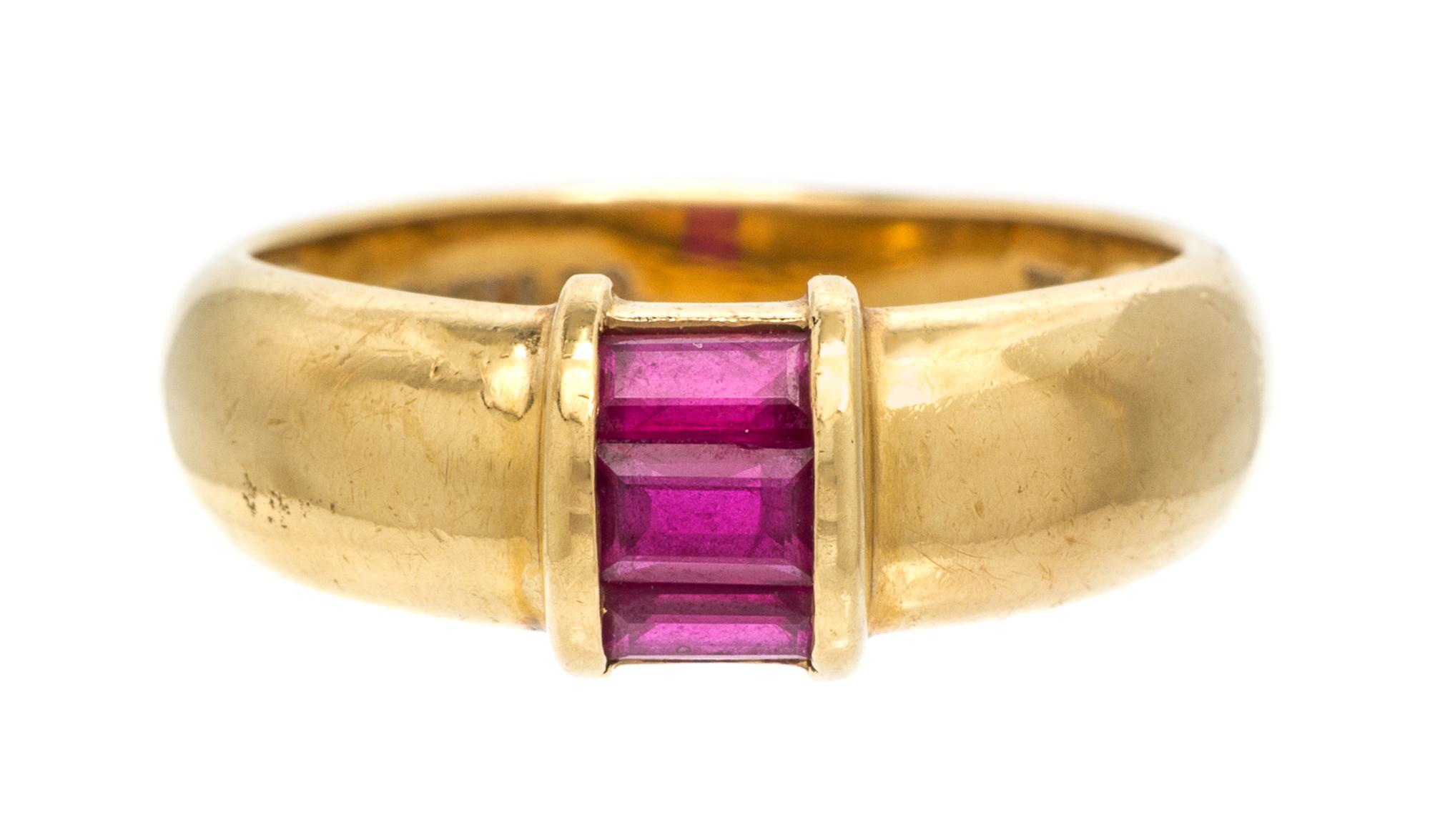 An 18 Karat Yellow Gold and Ruby Ring, Tiffany & Co., 2.70 dwts.