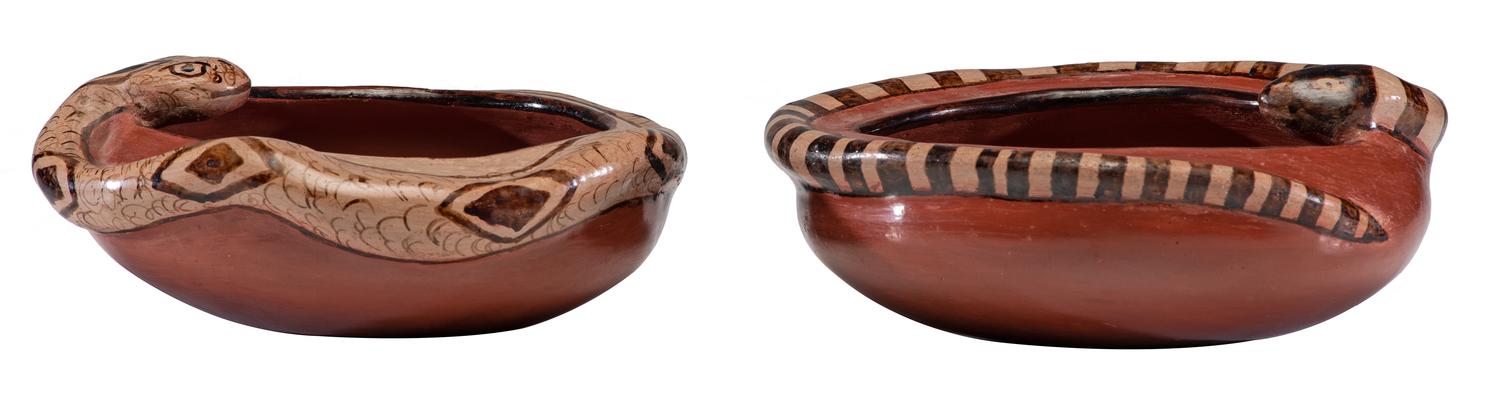 Pottery Bowls, with Coiled Snakes Lot is located and will ship from Cincinnati, Ohio.