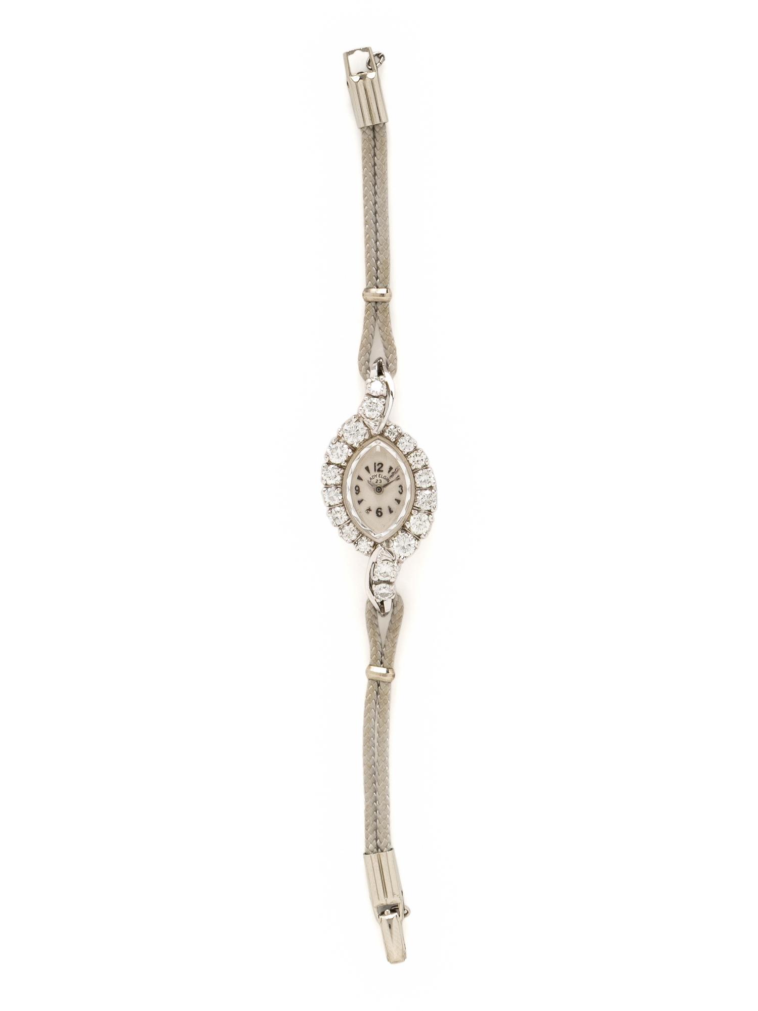 LADY ELGIN, WHITE GOLD AND DIAMOND WATCH