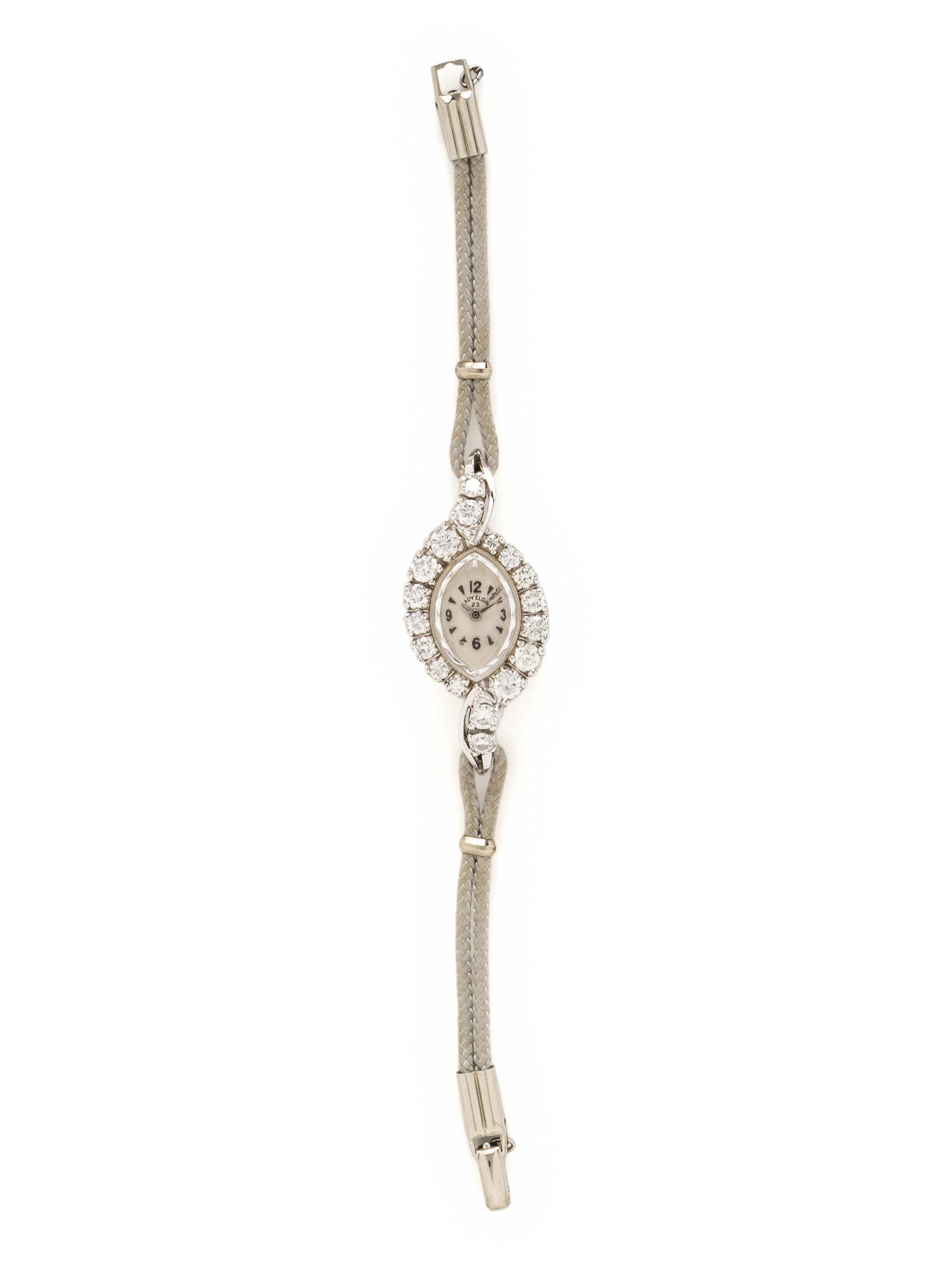 LADY ELGIN, WHITE GOLD AND DIAMOND WATCH