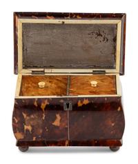 A Regency Tortoise Shell Tea Caddy
